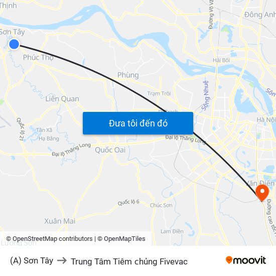 (A) Sơn Tây to Trung Tâm Tiêm ᴄhủng Fivevac map