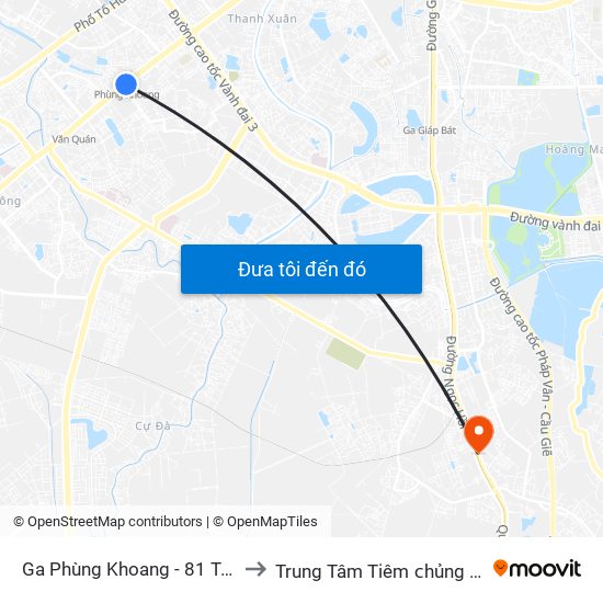 Ga Phùng Khoang - 81 Trần Phú to Trung Tâm Tiêm ᴄhủng Fivevac map