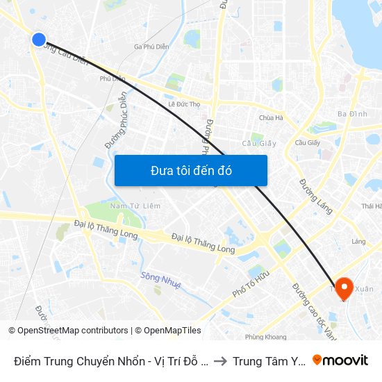 Điểm Trung Chuyển Nhổn - Vị Trí Đỗ Tuyến 20, 29, 32 (Chiều Sơn Tây - Hà Nội)- Đường 32 to Trung Tâm Y Tế Quận Thanh Xuân map
