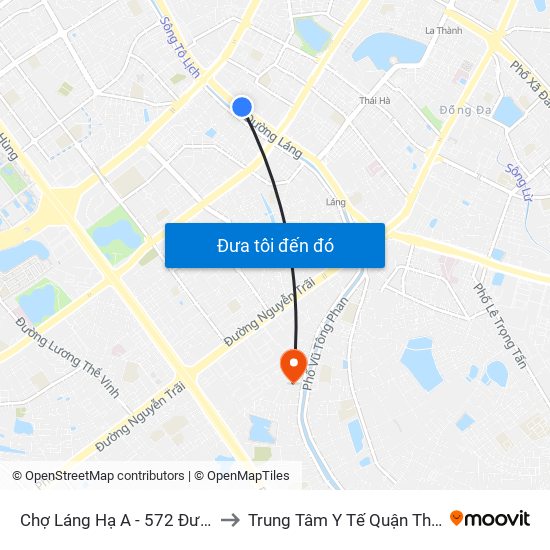 Chợ Láng Hạ A - 572 Đường Láng to Trung Tâm Y Tế Quận Thanh Xuân map