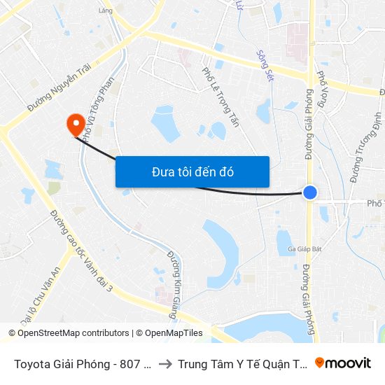 Toyota Giải Phóng - 807 Giải Phóng to Trung Tâm Y Tế Quận Thanh Xuân map
