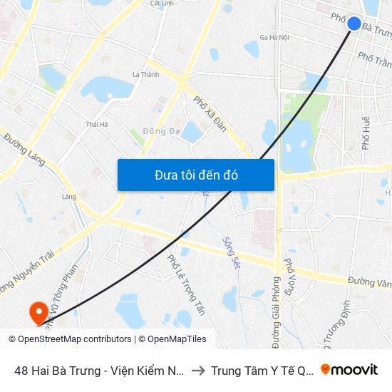 48 Hai Bà Trưng - Viện Kiểm Nghiệm Thuốc Trung Ương to Trung Tâm Y Tế Quận Thanh Xuân map