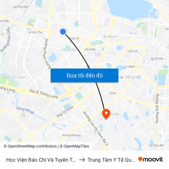 Học Viện Báo Chí Và Tuyên Truyền - 36 Xuân Thủy to Trung Tâm Y Tế Quận Thanh Xuân map