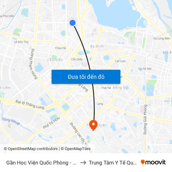Gần Học Viện Quốc Phòng - 91 Hoàng Quốc Việt to Trung Tâm Y Tế Quận Thanh Xuân map