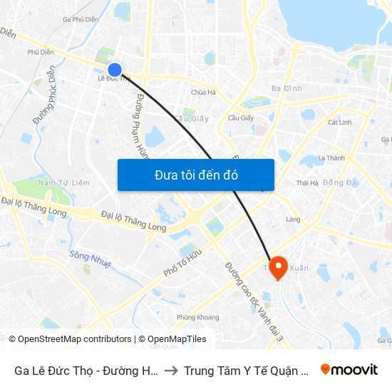 Ga Lê Đức Thọ - Đường Hồ Tùng Mậu to Trung Tâm Y Tế Quận Thanh Xuân map