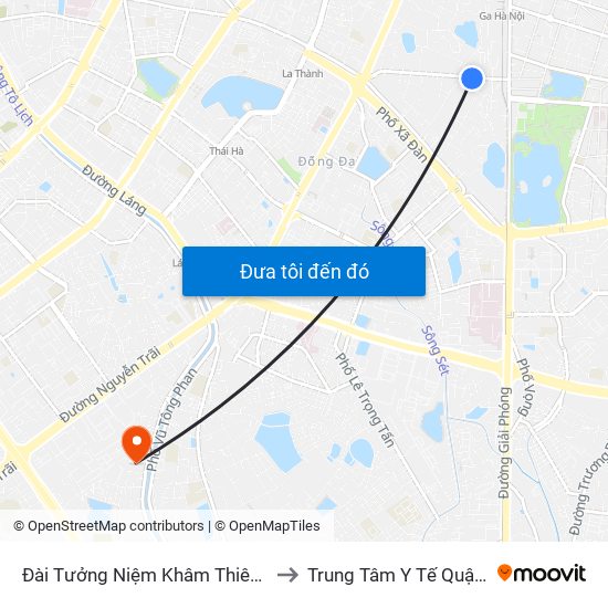 Đài Tưởng Niệm Khâm Thiên - 45 Khâm Thiên to Trung Tâm Y Tế Quận Thanh Xuân map