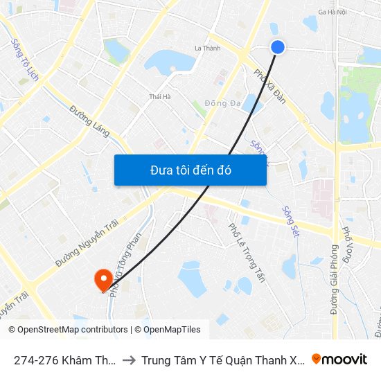 274-276 Khâm Thiên to Trung Tâm Y Tế Quận Thanh Xuân map