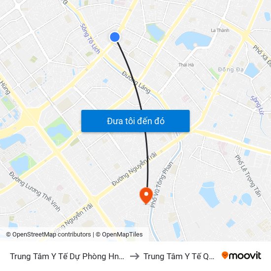 Trung Tâm Y Tế Dự Phòng Hn - 70 Nguyễn Chí Thanh to Trung Tâm Y Tế Quận Thanh Xuân map