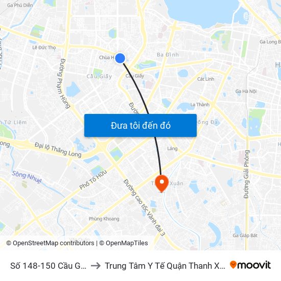 Số 148-150 Cầu Giấy to Trung Tâm Y Tế Quận Thanh Xuân map