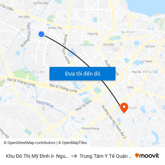 Khu Đô Thị Mỹ Đình Ii- Nguyễn Cơ Thạch to Trung Tâm Y Tế Quận Thanh Xuân map