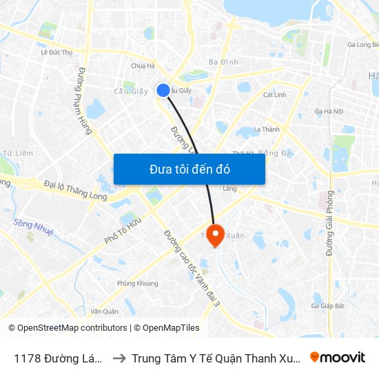 1178 Đường Láng to Trung Tâm Y Tế Quận Thanh Xuân map