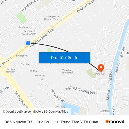 386 Nguyễn Trãi - Cục Sở Hữu Trí Tuệ to Trung Tâm Y Tế Quận Thanh Xuân map