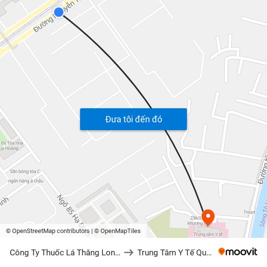 Công Ty Thuốc Lá Thăng Long - 235 Nguyễn Trãi to Trung Tâm Y Tế Quận Thanh Xuân map