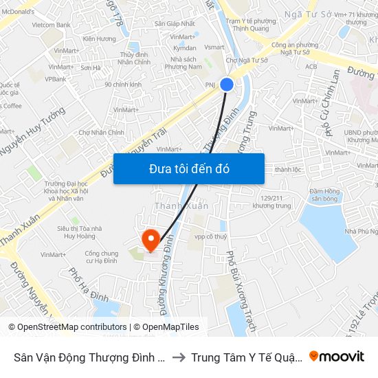 Sân Vận Động Thượng Đình - 129 Nguyễn Trãi to Trung Tâm Y Tế Quận Thanh Xuân map