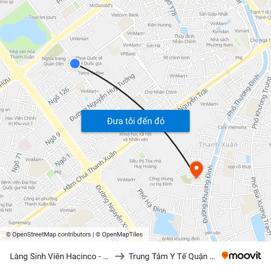 Làng Sinh Viên Hacinco - Nguyễn Tuân to Trung Tâm Y Tế Quận Thanh Xuân map