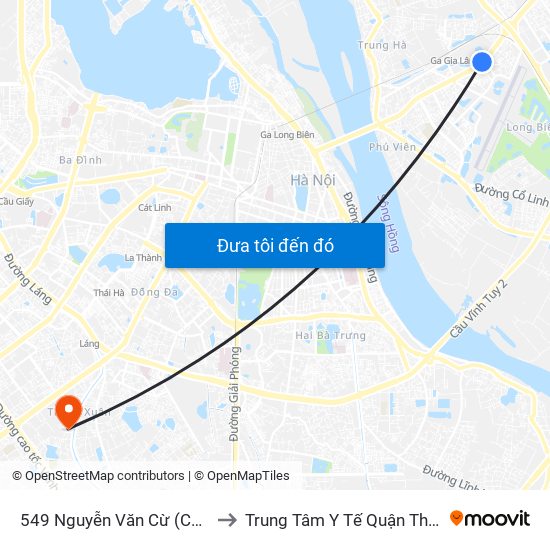 549 Nguyễn Văn Cừ (Cột Trước) to Trung Tâm Y Tế Quận Thanh Xuân map
