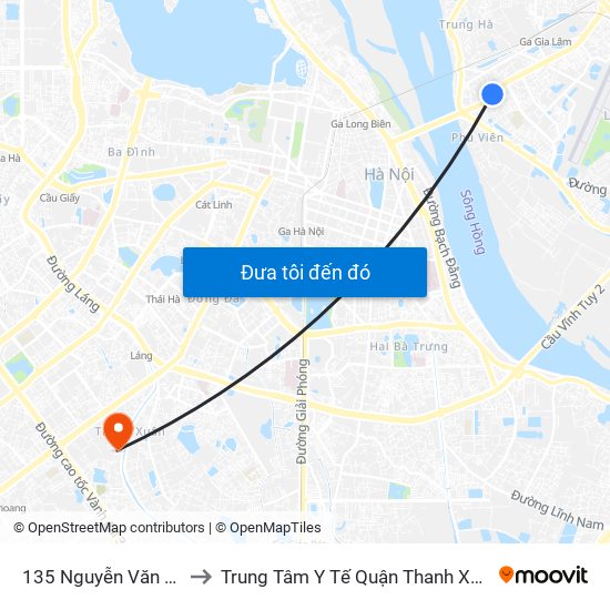 135 Nguyễn Văn Cừ to Trung Tâm Y Tế Quận Thanh Xuân map