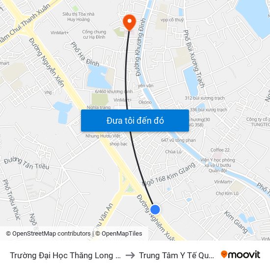 Trường Đại Học Thăng Long - Nghiêm Xuân Yêm to Trung Tâm Y Tế Quận Thanh Xuân map