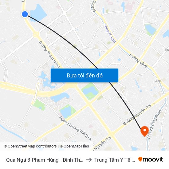 Qua Ngã 3 Phạm Hùng - Đình Thôn (Hướng Đi Phạm Văn Đồng) to Trung Tâm Y Tế Quận Thanh Xuân map