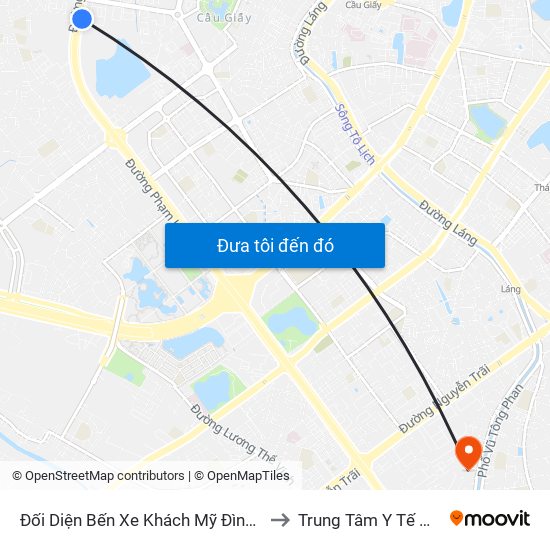 Đối Diện Bến Xe Khách Mỹ Đình - Phạm Hùng (Cột Trước) to Trung Tâm Y Tế Quận Thanh Xuân map