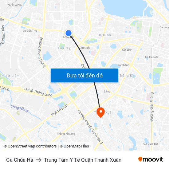 Ga Chùa Hà to Trung Tâm Y Tế Quận Thanh Xuân map