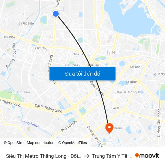 Siêu Thị Metro Thăng Long - Đối Diện Ngõ 599 Phạm Văn Đồng to Trung Tâm Y Tế Quận Thanh Xuân map
