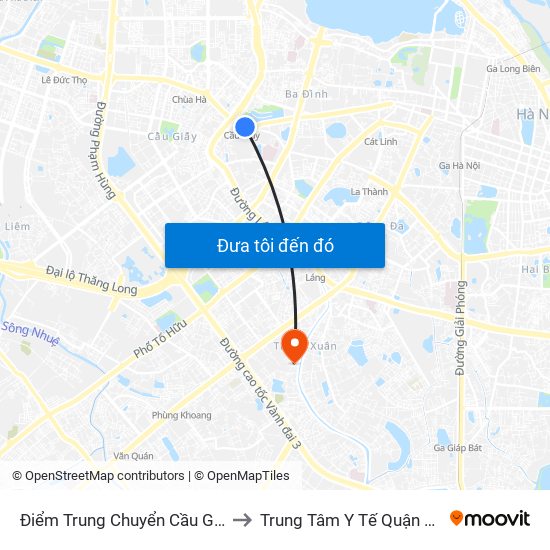 Điểm Trung Chuyển Cầu Giấy - Gtvt 02 to Trung Tâm Y Tế Quận Thanh Xuân map