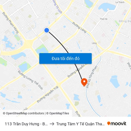 113 Trần Duy Hưng - Bộ Khcn to Trung Tâm Y Tế Quận Thanh Xuân map