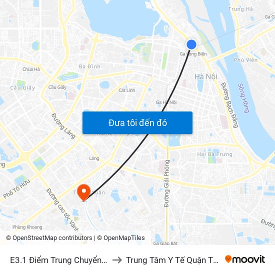 E3.1 Điểm Trung Chuyển Long Biên to Trung Tâm Y Tế Quận Thanh Xuân map