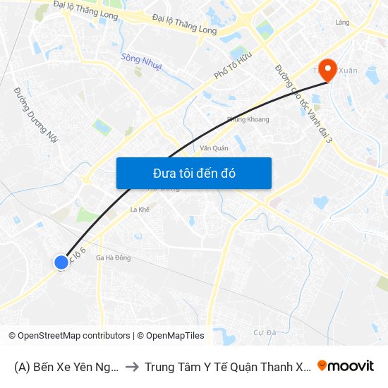 (A) Bến Xe Yên Nghĩa to Trung Tâm Y Tế Quận Thanh Xuân map