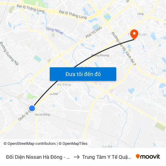 Đối Diện Nissan Hà Đông - Nhà Ga Văn Khê to Trung Tâm Y Tế Quận Thanh Xuân map