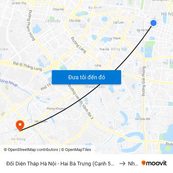 Đối Diện Tháp Hà Nội - Hai Bà Trưng (Cạnh 56 Hai Bà Trưng) to Nhà K map