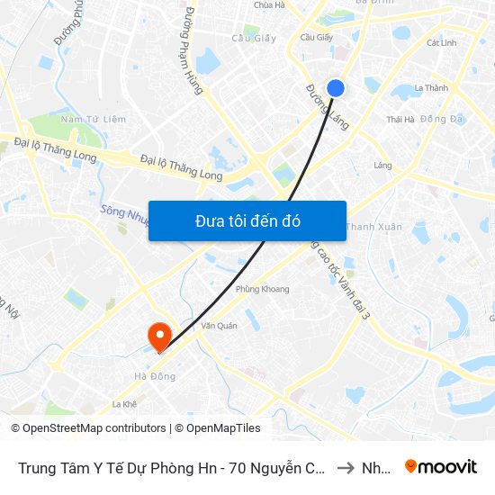 Trung Tâm Y Tế Dự Phòng Hn - 70 Nguyễn Chí Thanh to Nhà K map