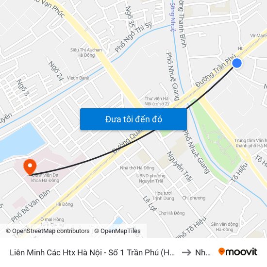 Liên Minh Các Htx Hà Nội - Số 1 Trần Phú (Hà Đông) to Nhà K map