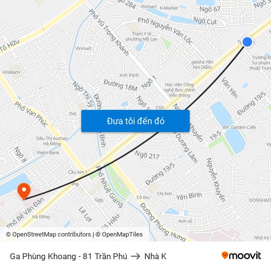 Ga Phùng Khoang - 81 Trần Phú to Nhà K map