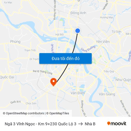 Ngã 3 Vĩnh Ngọc - Km 9+230 Quốc Lộ 3 to Nhà B map