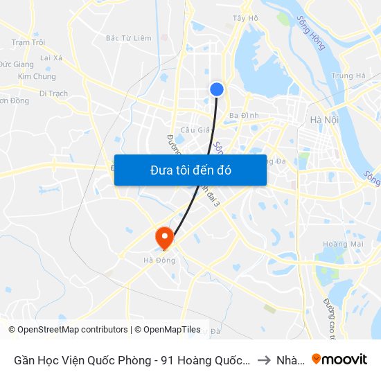 Gần Học Viện Quốc Phòng - 91 Hoàng Quốc Việt to Nhà B map
