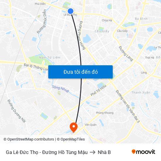 Ga Lê Đức Thọ - Đường Hồ Tùng Mậu to Nhà B map