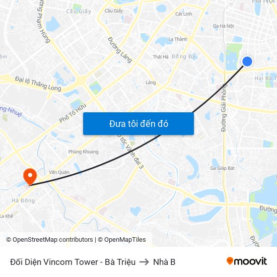 Đối Diện Vincom Tower - Bà Triệu to Nhà B map