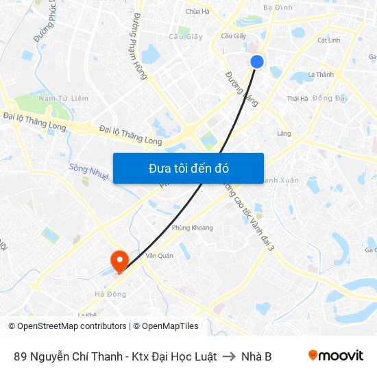 89 Nguyễn Chí Thanh - Ktx Đại Học Luật to Nhà B map