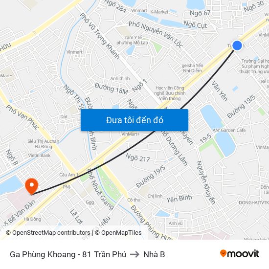 Ga Phùng Khoang - 81 Trần Phú to Nhà B map