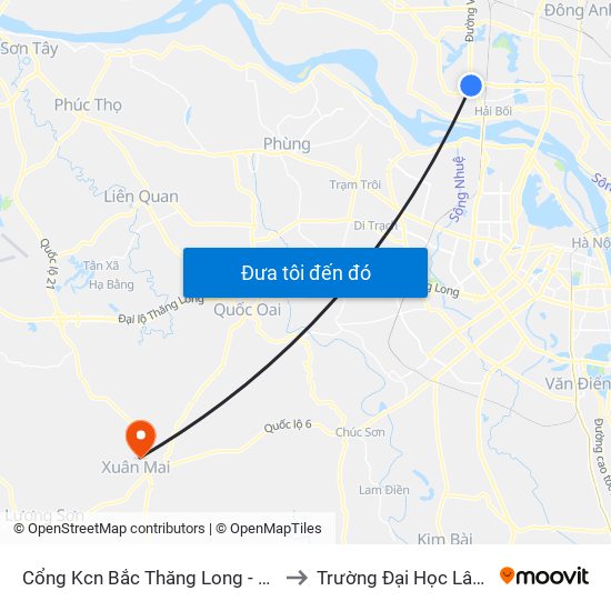 Cổng Kcn Bắc Thăng Long - Vietcombank to Trường Đại Học Lâm Nghiệp map