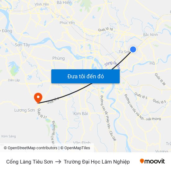 Cổng Làng Tiêu Sơn to Trường Đại Học Lâm Nghiệp map