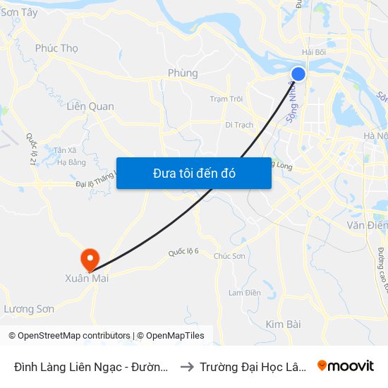 Đình Làng Liên Ngạc - Đường Đông Ngạc to Trường Đại Học Lâm Nghiệp map