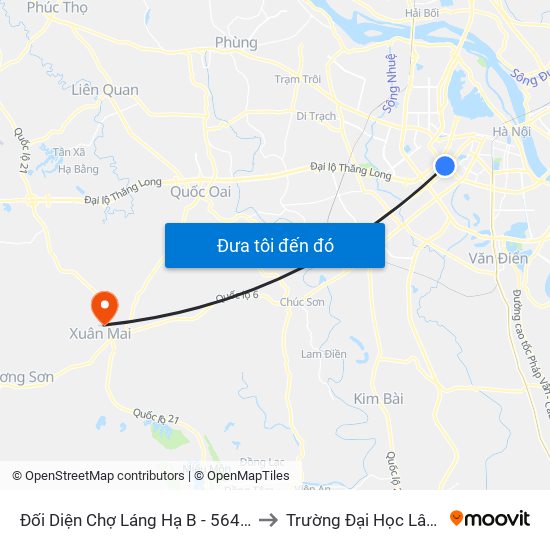 Đối Diện Chợ Láng Hạ B - 564 Đường Láng to Trường Đại Học Lâm Nghiệp map