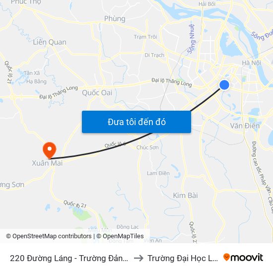 220 Đường Láng - Trường Đảng Lê Hồng Phong to Trường Đại Học Lâm Nghiệp map