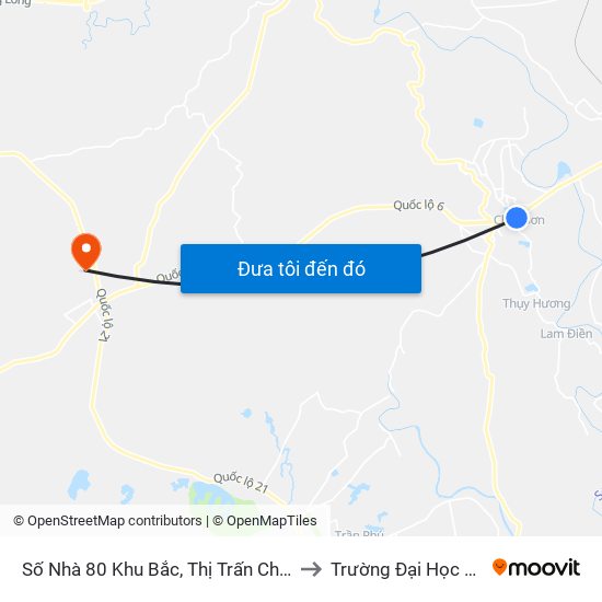 Số Nhà 80 Khu Bắc, Thị Trấn Chúc Sơn - Quốc Lộ 6 to Trường Đại Học Lâm Nghiệp map