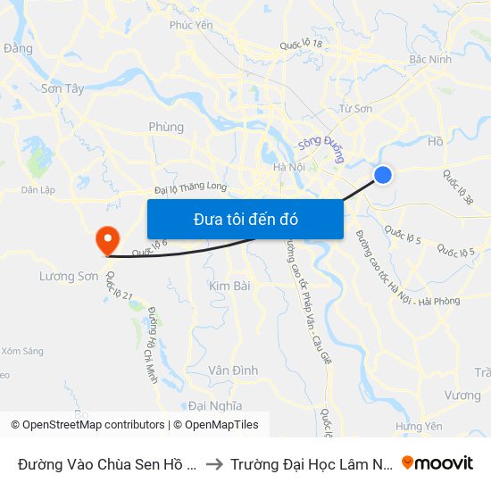 Đường Vào Chùa Sen Hồ - Ql17 to Trường Đại Học Lâm Nghiệp map