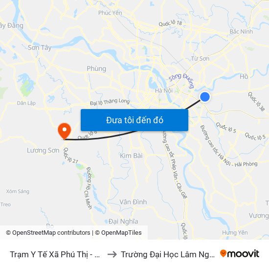 Trạm Y Tế Xã Phú Thị - Ql17 to Trường Đại Học Lâm Nghiệp map