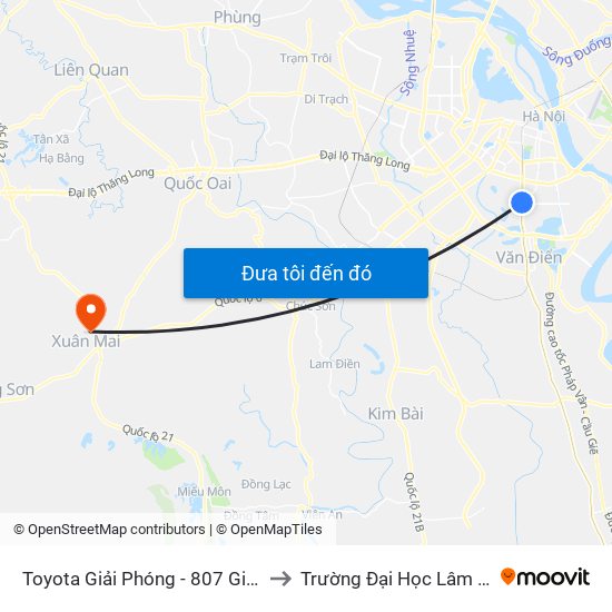 Toyota Giải Phóng - 807 Giải Phóng to Trường Đại Học Lâm Nghiệp map